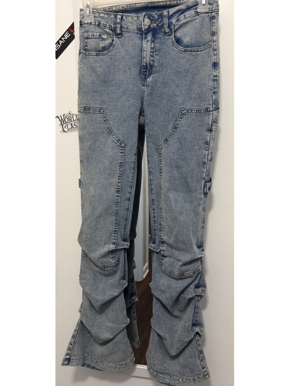 SHEIN Size small Light Wash Blue Denim Cargo Pants